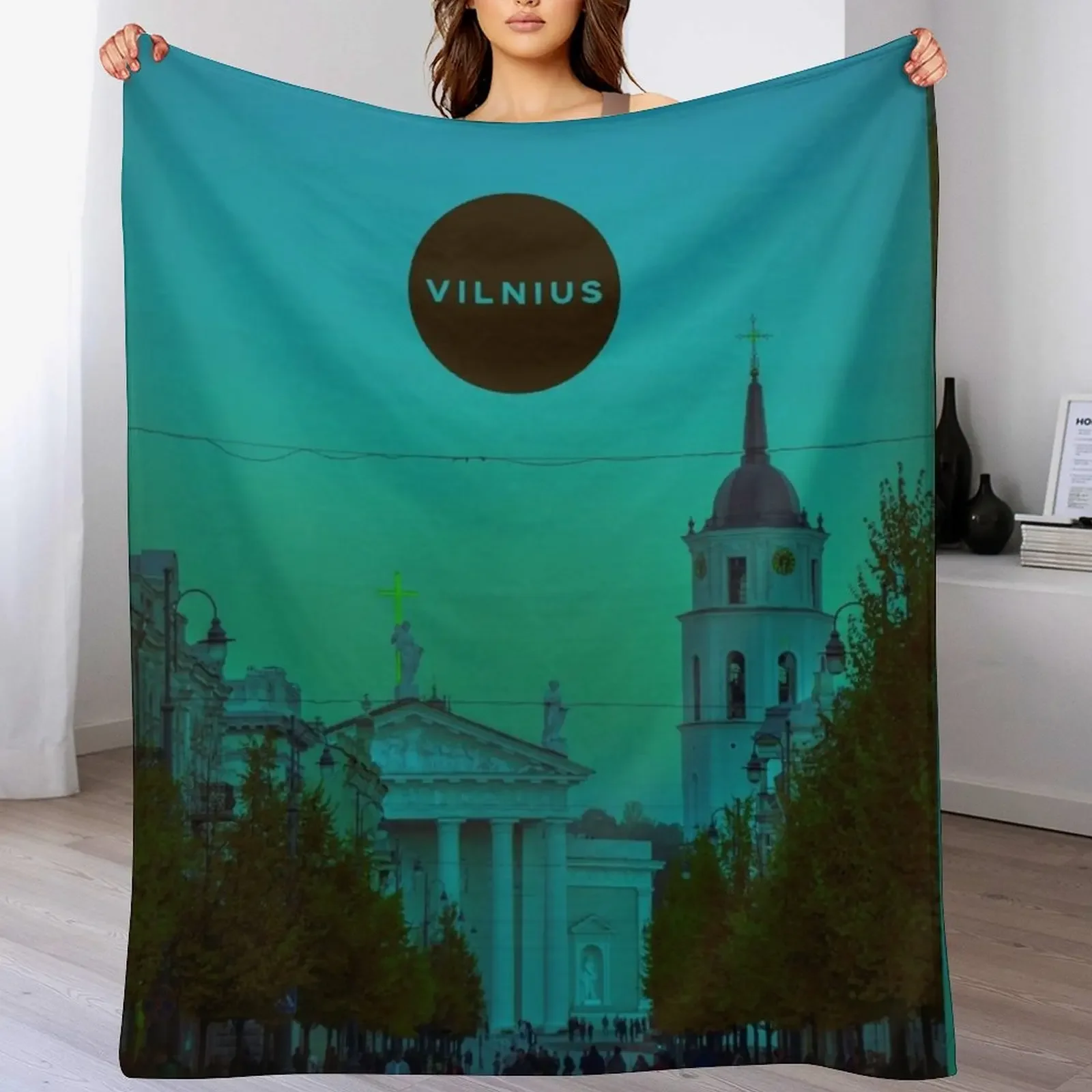 

Vilnius Lithuania Throw Blanket Vintage Tourist Blankets