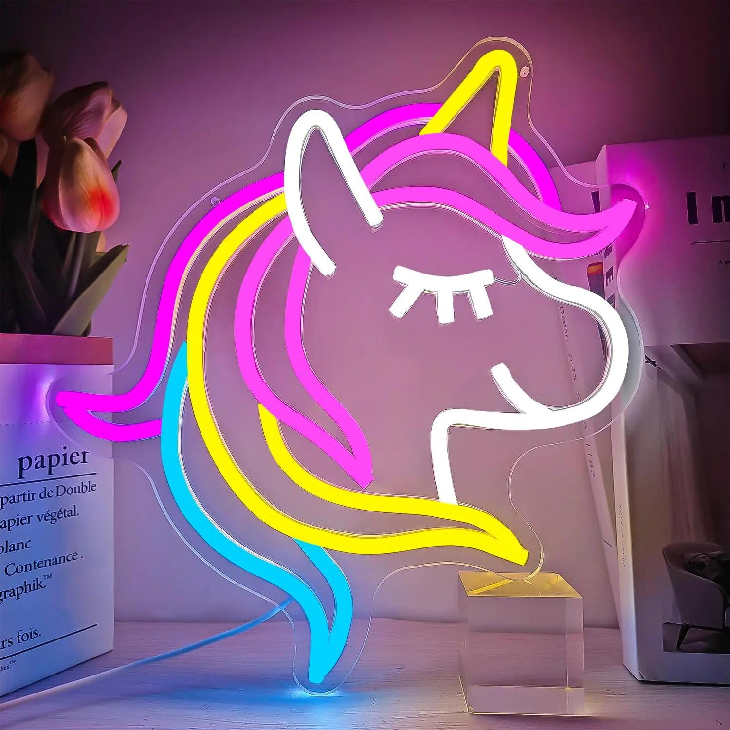 

Unicorn Neon Sign USB Cute Neon Sign Dimmable Lights for Bedroom Party Unicorn Lights for Girls Room Birthday Christmas Gifts