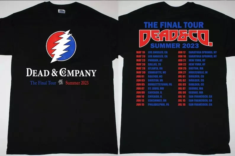 

2025 Dead and Company Футболка The Final 2023 Summer Tour Хлопковая футболка с короткими рукавами и круглым вырезом с принтом