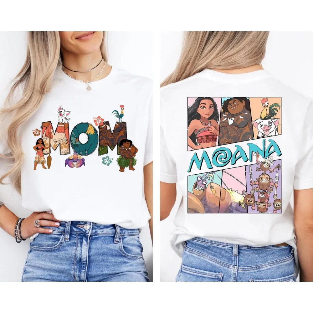 Disney Moana mamá papá camisa princesa Moana familia camiseta a juego Maui sudadera Hei Hei y Pua mamá Dada camiseta de los hombres de las mujeres