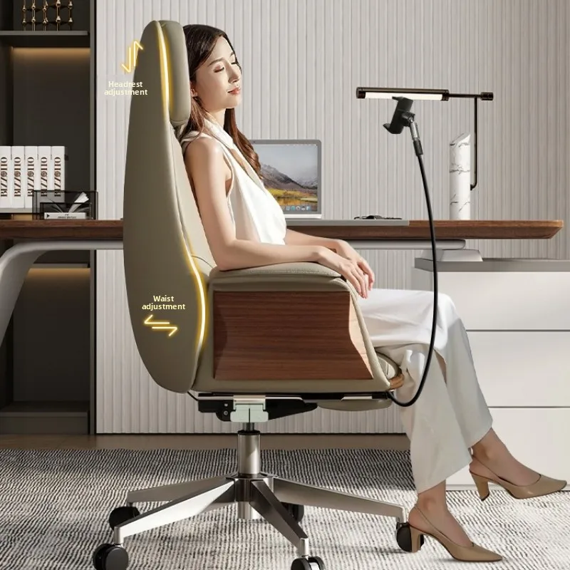 Leather office boss chair home study Height adjustable lunch break office chair comfortable sedia ufficio ergonomica Furniture