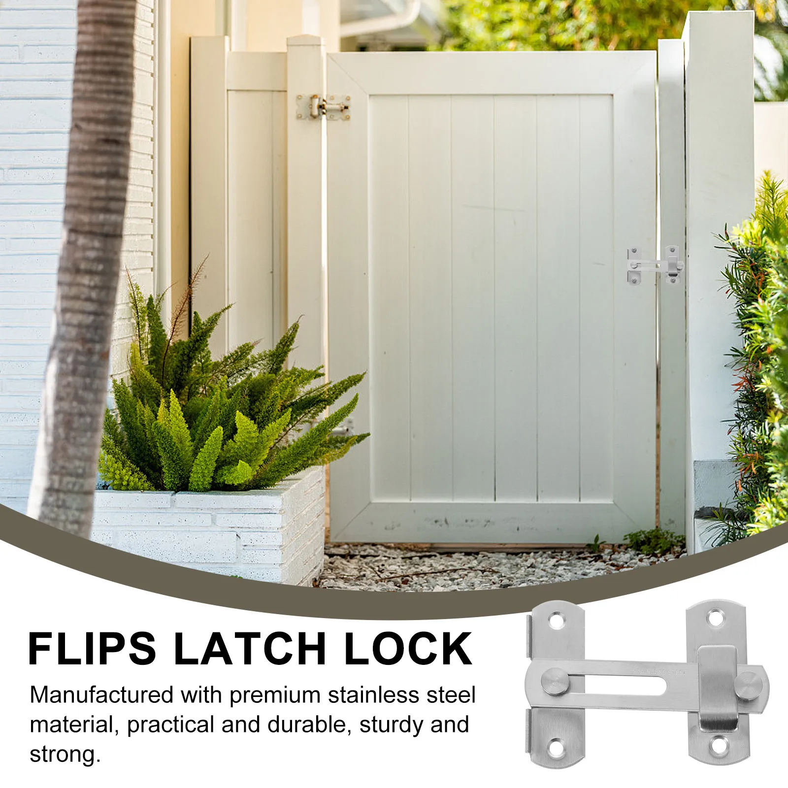 

3 комплекта защелок-замков из нержавеющей стали для внутренних и наружных дверей, ворот, с крюком и петлей, высокая прочность, надежные.