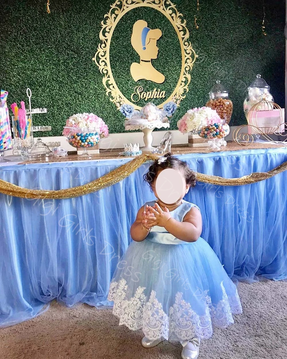 Vestido de menina de flor personalizado para casamento, crianças, renda branca, apliques de tule, princesa, concurso, comprimento de chá, vestido de aniversário