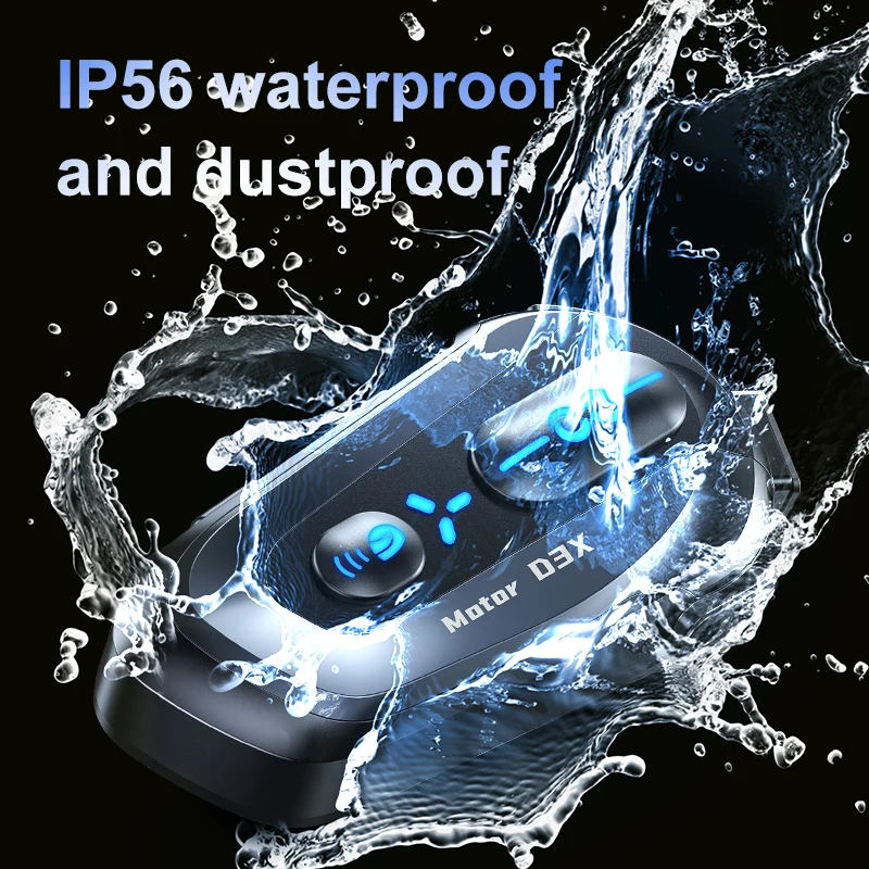 D3X Motorhelm Intercom Bluetooth-headset IP56 Stofdicht Waterdicht Muziek delen Onbeperkt aantal interphone