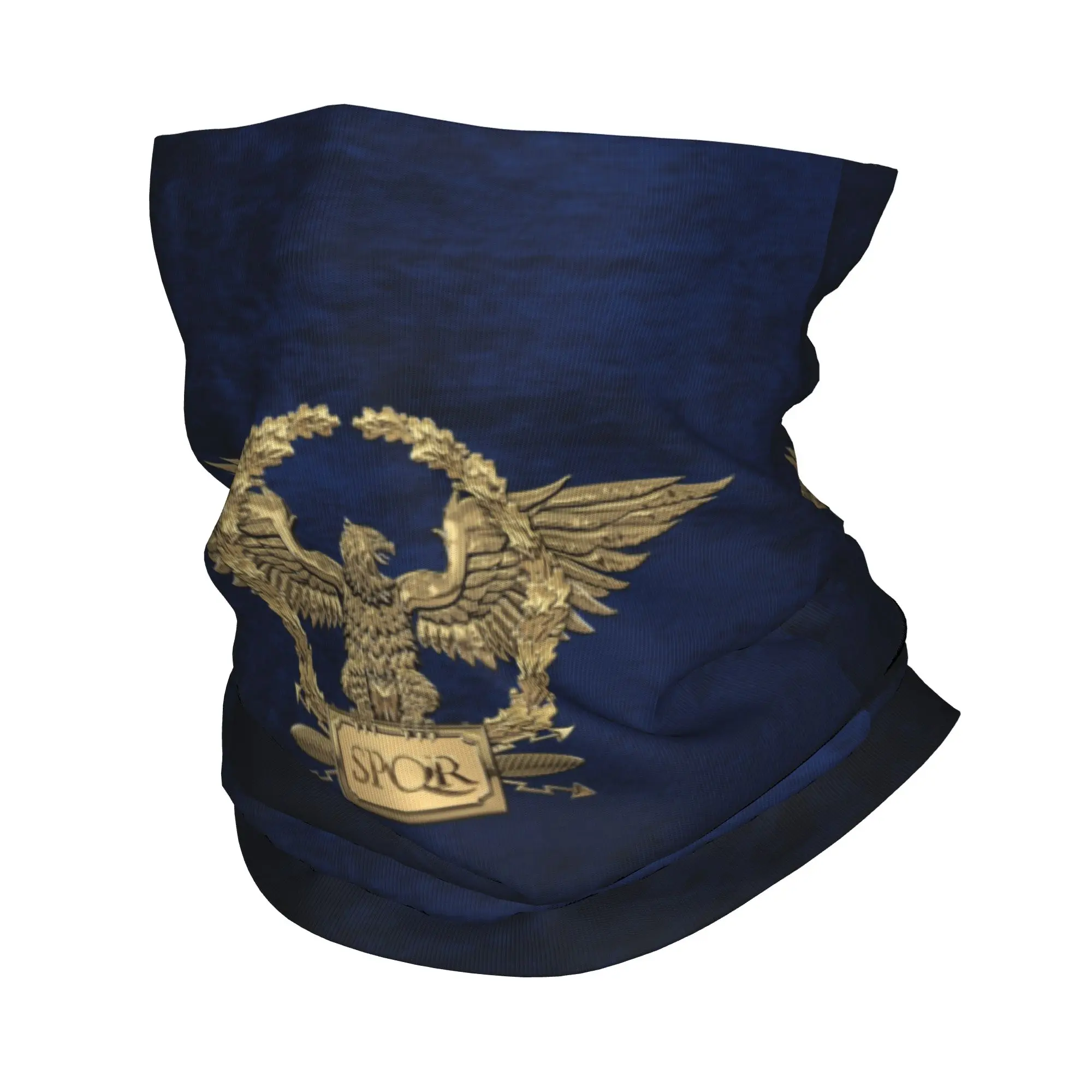 Custom Gold Roman Imperial Eagle SPQR Logo Neck Gaiter Women Men Windproof Winter  Bandana Scarf for Cycling