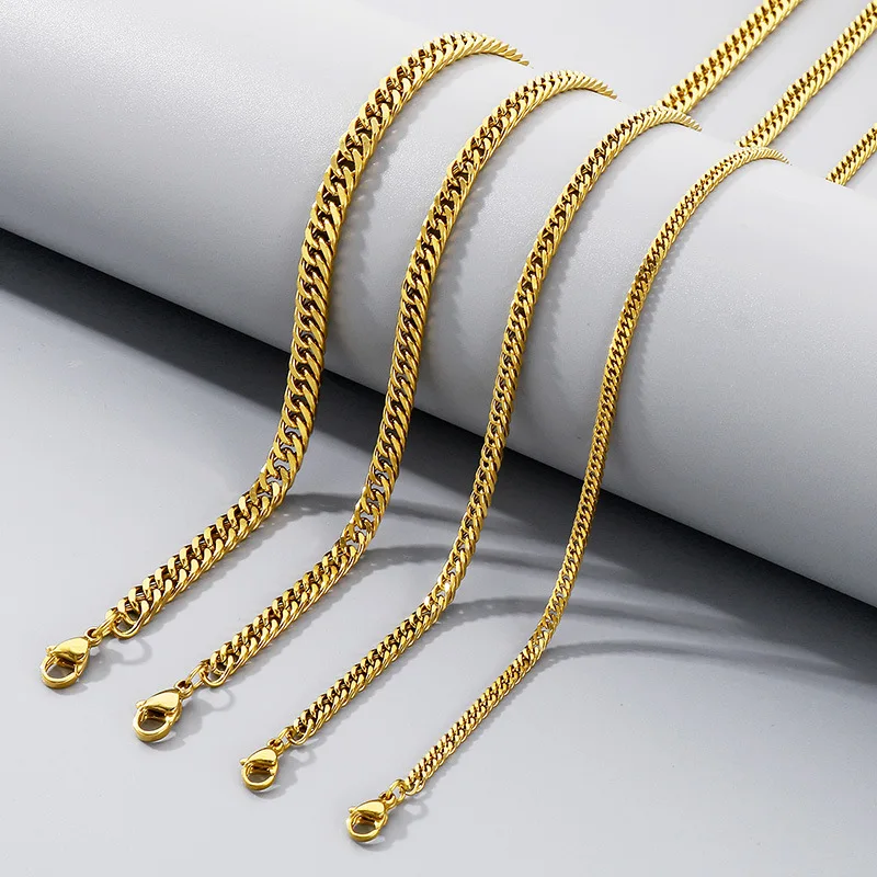 1 Stück Kubanische Panzerkette aus Edelstahl, Halskette, Armband, Geschenk für Männer, Länge 20cm-75cm – Detail 4