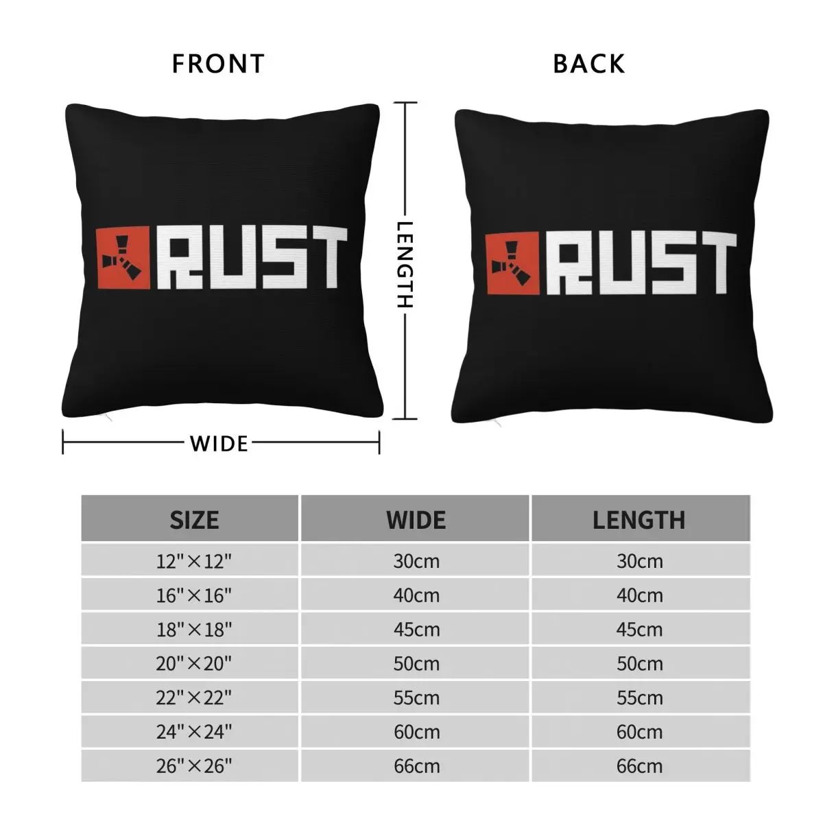 Rust Game Logo Pillowcase Polyester Linen Velvet Pattern Zip Decor Pillow Case Bed Cushion Cover