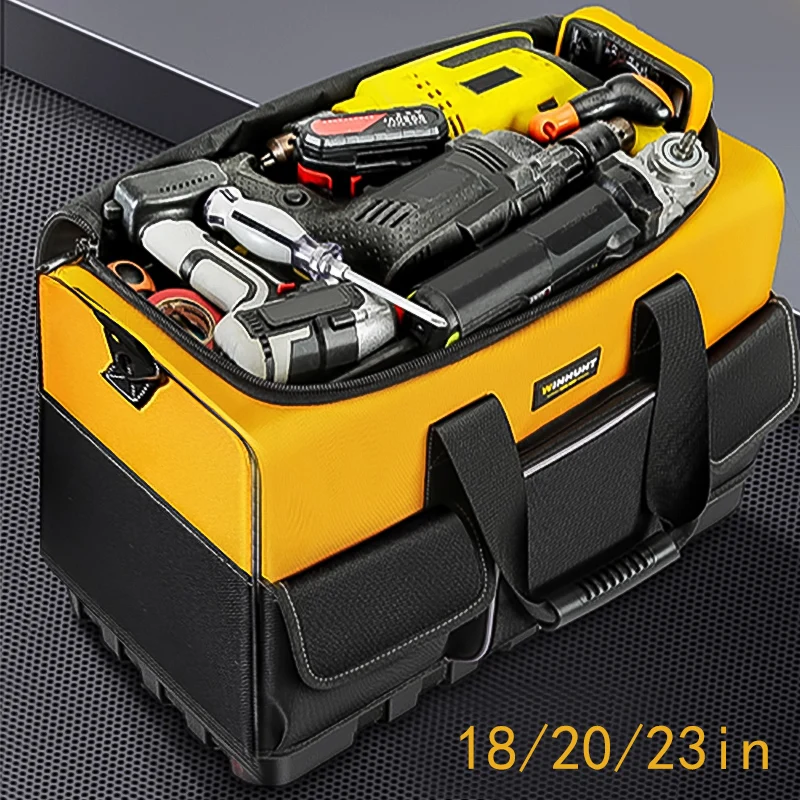 Heavy Duty Tool Bag Waterproof Electrician tool bag with hard bottom Organizer Tool Bag with Shoulder Strap Tool Tote
