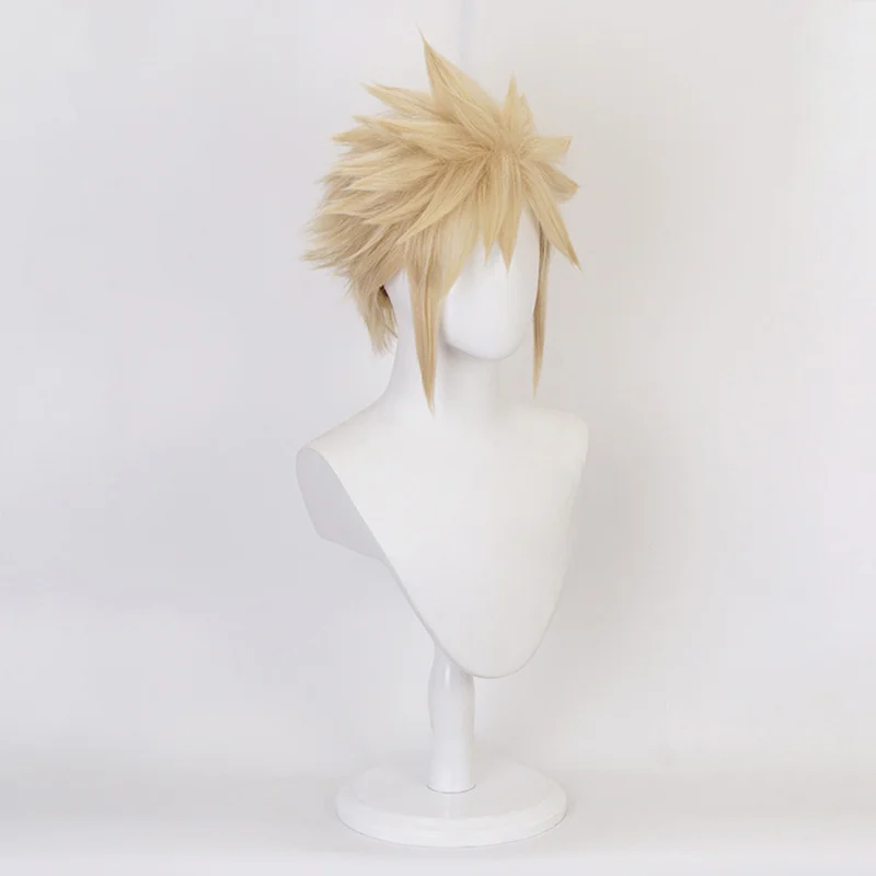 Anime Final Fantasy VII FF7 Cloud Strife Linen Blonde Yellow Cosplay Wigs Heat Resistant Synthetic Hair Wigs Halloween