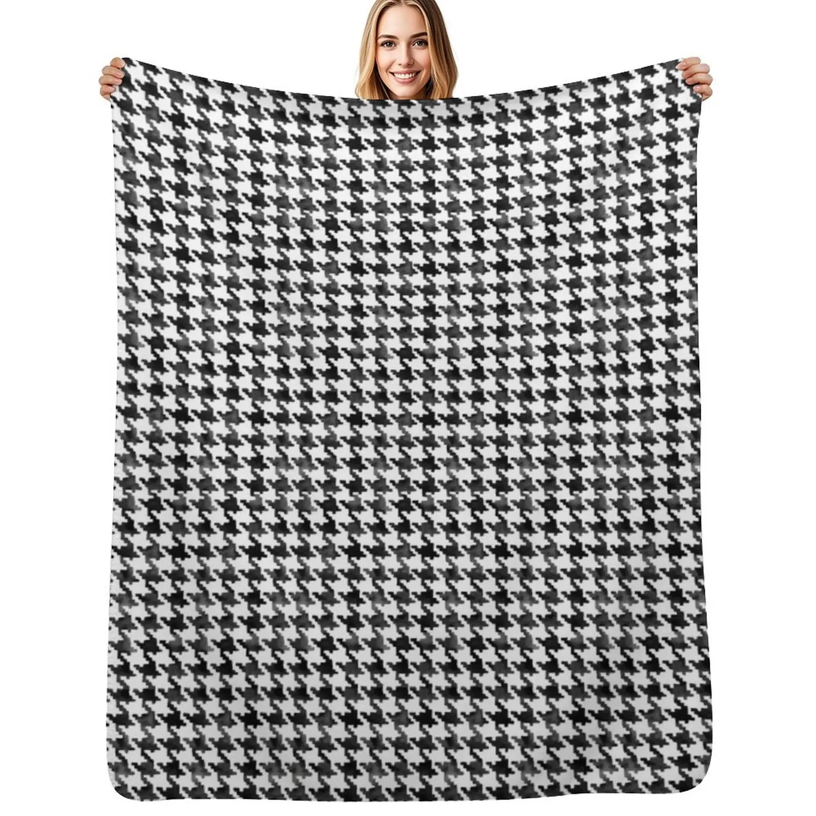 Houndstooth Pattern Throw Blanket Ultra Soft Flannel Fleece Blanket for All Seasons