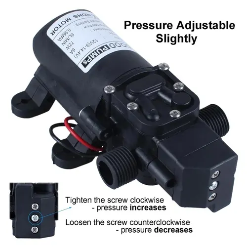 Imagen 2 del producto Bomba de agua de diafragma de alta presión, Micro bomba de agua eléctrica negra, autocebante, pulverizador de agua para coche, 12V, 120psi, 5LMin