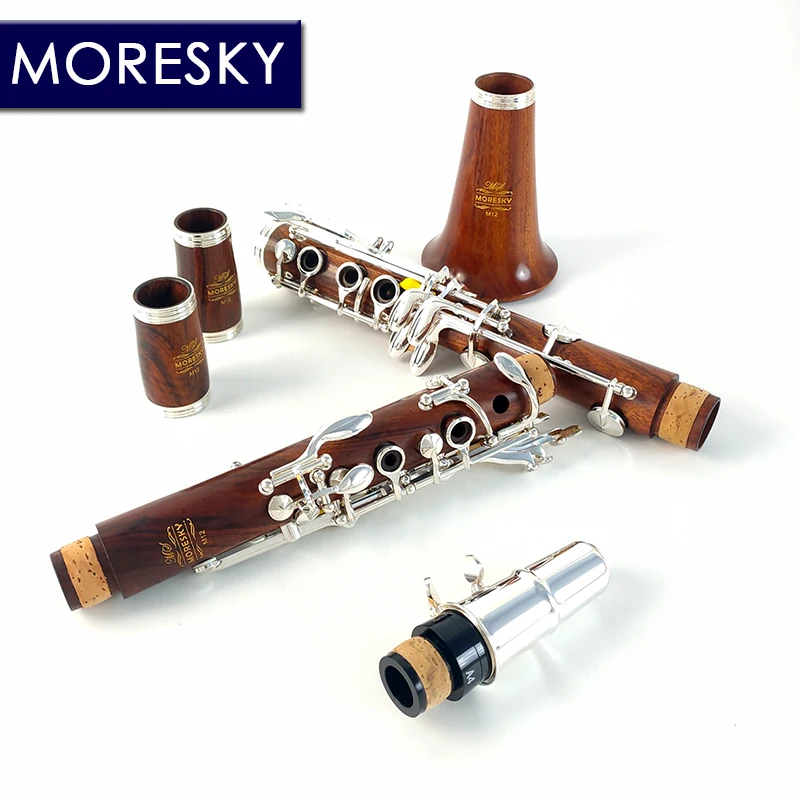 مورسكي الخشب الأحمر المهنية الكلارينيت Bb خشب الورد الكلارينيت مفاتيح فضية الخشب الصلب Sib Klarnet M12 #5