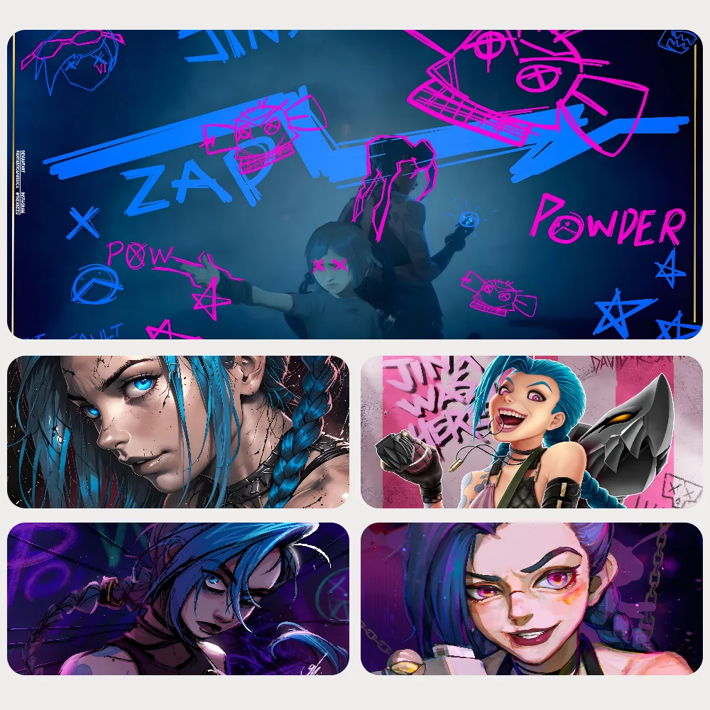 

League of Legends Arcane Jinx Mousepad Mouse Mat Desk Mat With Pad Gaming Accessories Prime Gaming XXL Keyboard Pad Padding Mat