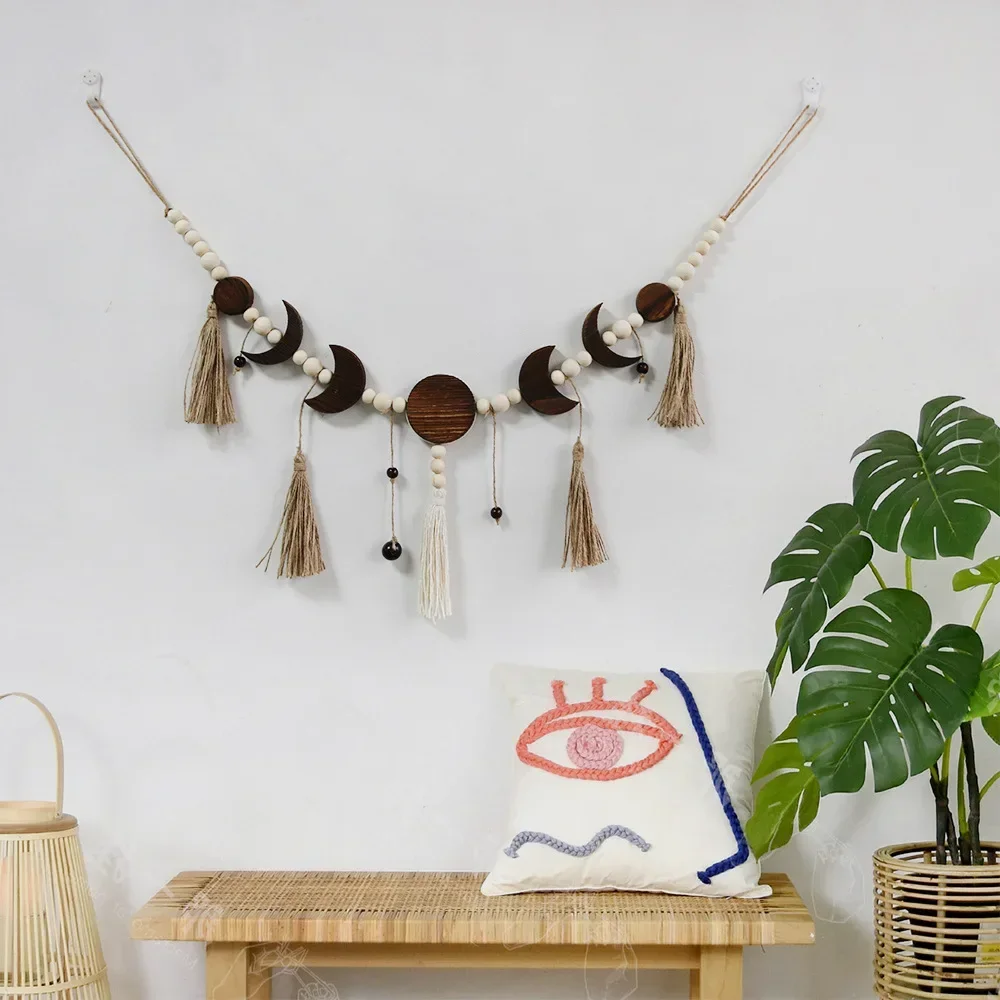 HYS Nordic style hand-woven moon tapestry fringed wall hanging home decoration bohemian wall hanging