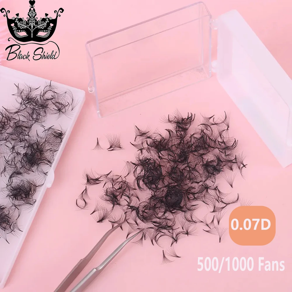 Faux Cils Matte Black Premade Volume Fans 0.07D 8-20mm Manga Lashes Handmade Fluffy Volume Loose Fans Bulk Sharp Narrow Stem