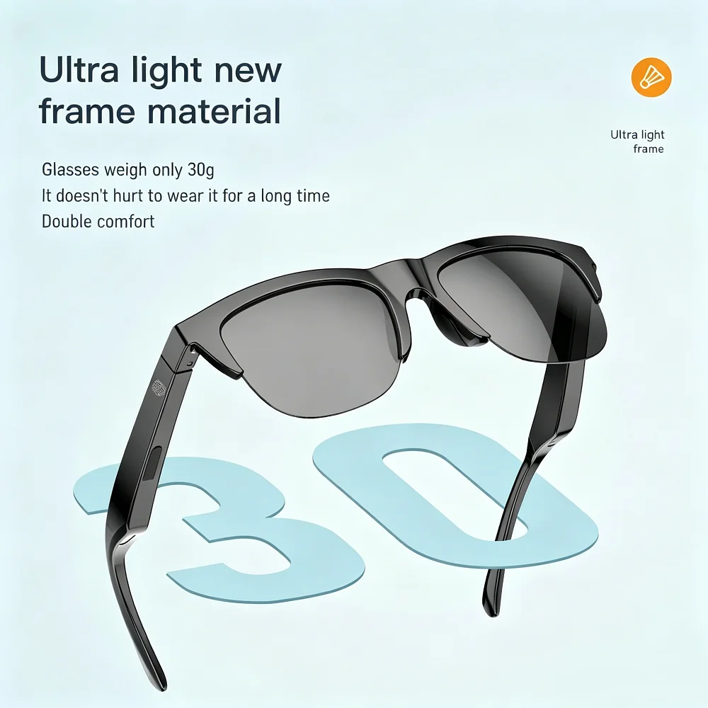 タッチコントロールサングラス ブラック スマート Bluet - Smart Audio Glasses Touch Control のレビューと価格
