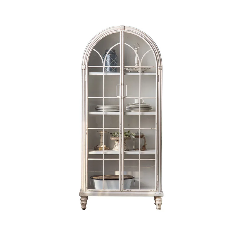

French light luxury solid wood storage side cabinet, homestay home wine rack wall decoration side cabinet
