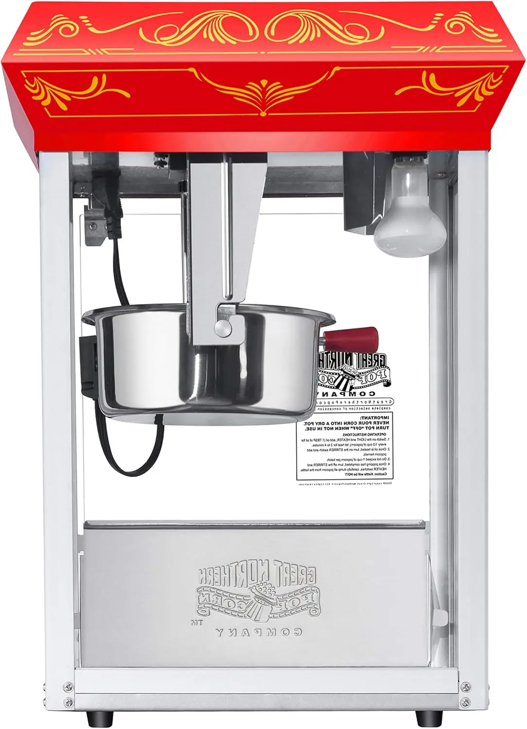 タイムポップコーンマシン、スチールケトル付き3ガロンポッパー、古いメイドの引き出し、加温トレイ、家庭用スクープ、大北部P