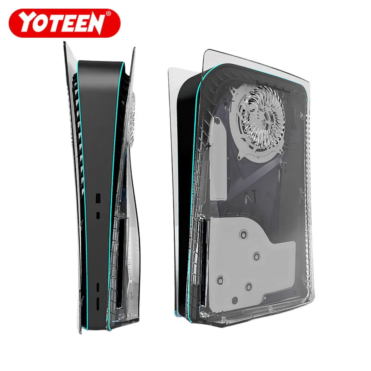 

Yoteen Transparent Shell for PS5 Disc Version Customized Faceplate Crystal Transparent with Heat Vent DIY Protection Cover