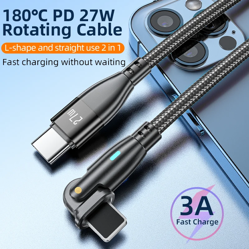 

Fast Charging USB Cable for iPhone 14 13 12 Pro Max PD 27W USB Cable for iPhone 11 Mini Xs X 6 8s Ipad Data Cord Lightning Wire