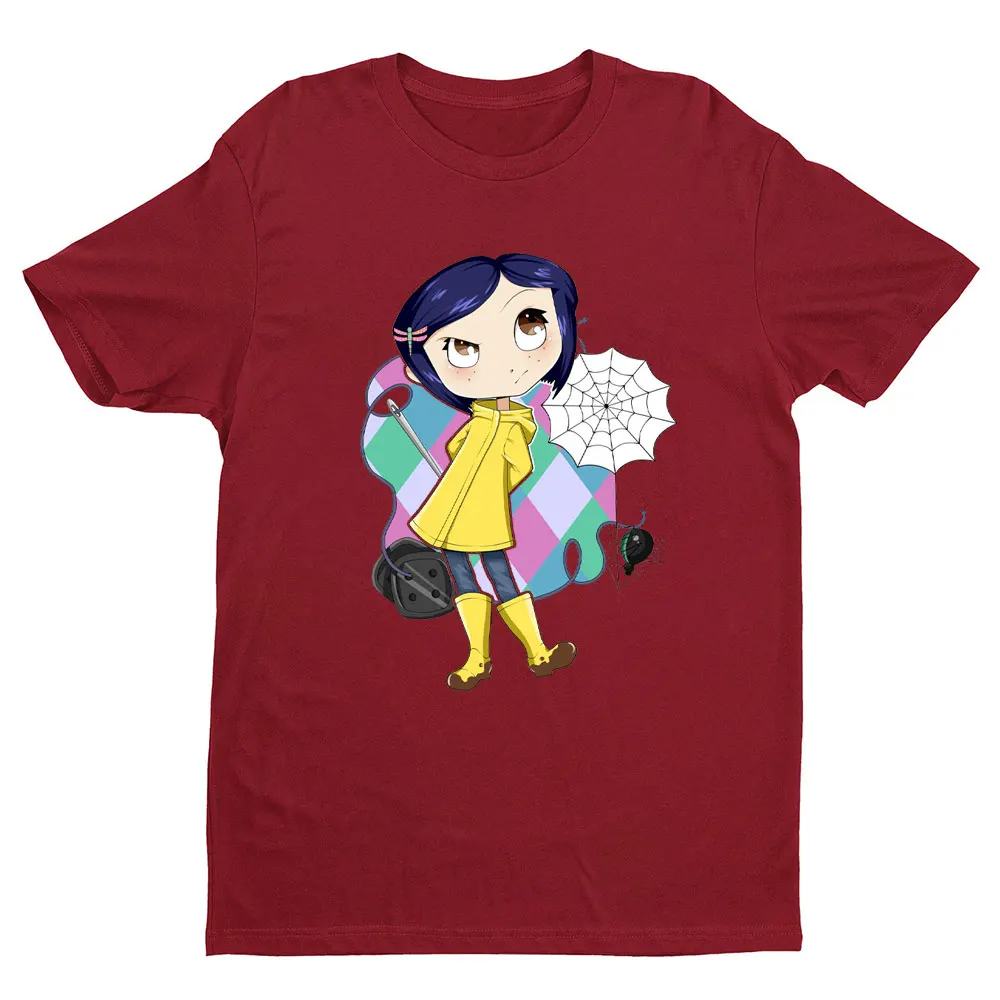 Cartoon Coraline Print T-shirt Funny Shirts Y2k Top Aesthetic Clothes Vintage Clothes Graphic T Shirts Cotton Street Fashion Top