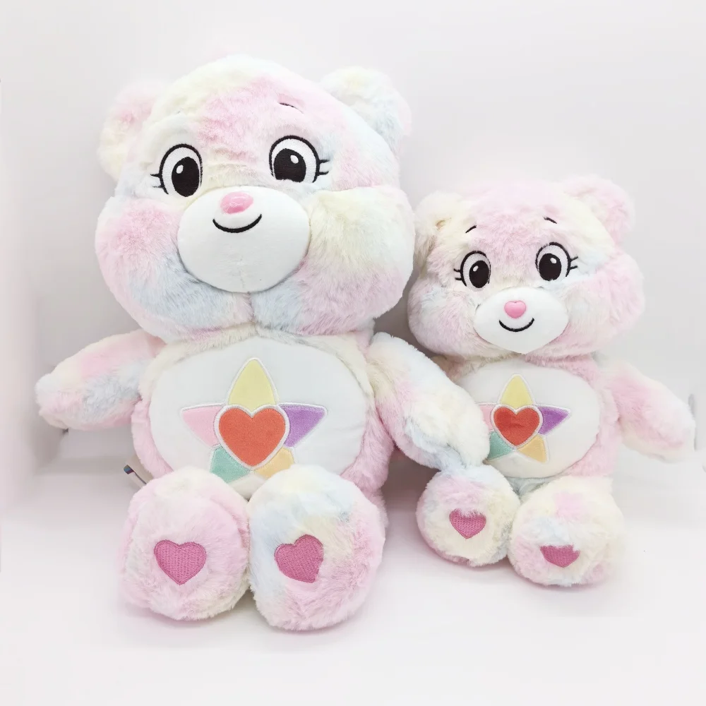 33/45cm Miniso Tie-Dyed Care Bear Plush Toys Cartoon Animals Bear Stuffed Soft Dolls Toys Girl Boys Gift Homedecor Pillow