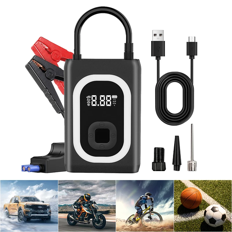 Motorcycle Air Pump Battery Compressor Portable Tire Inflator Portable Tire Fill Pump