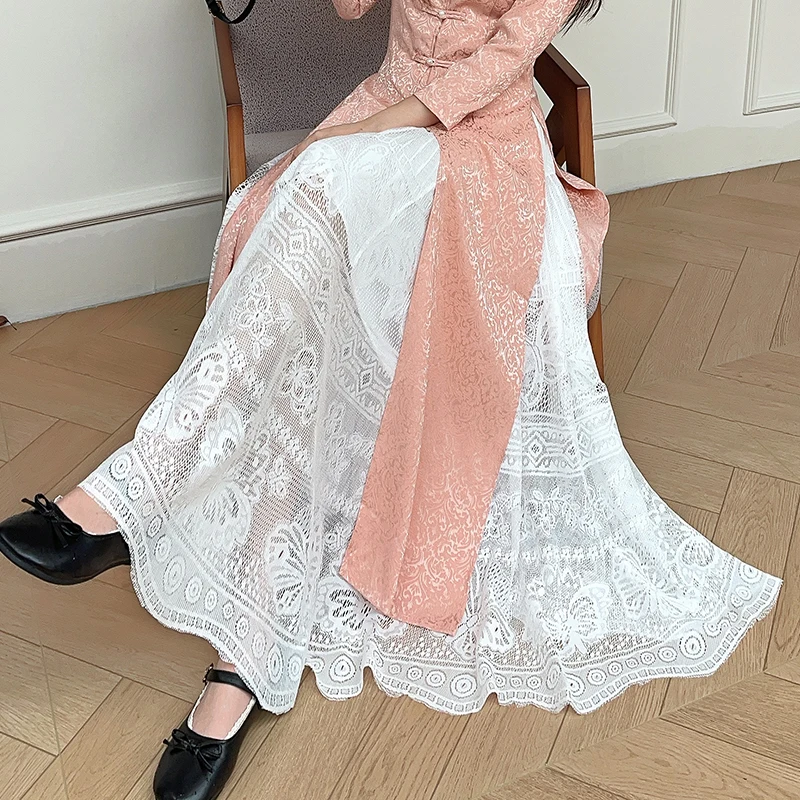 

Ele Lace Inner Skirt for f-length Me Gauze Elastic Slimming Base Layer Covering Hips Ciwalk Polyester Sa...