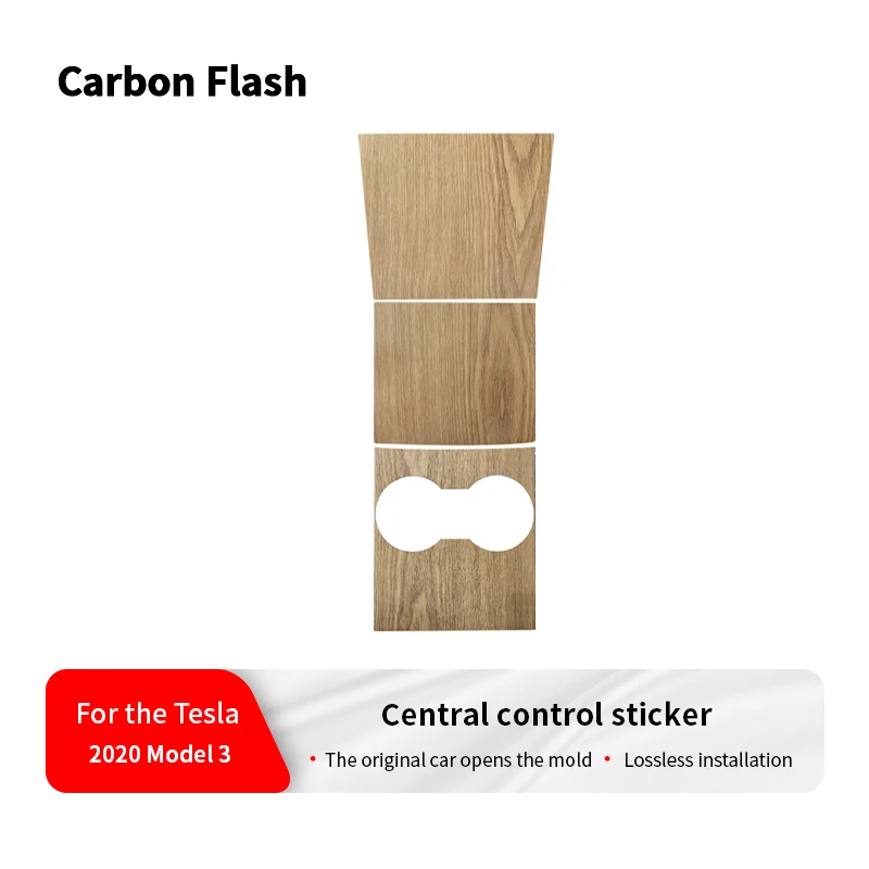 Carbon Flash for Tesla 2017-2020 Model 3/y Center Console Sticker Protective Film Wood Grain Center Vertical Stripe