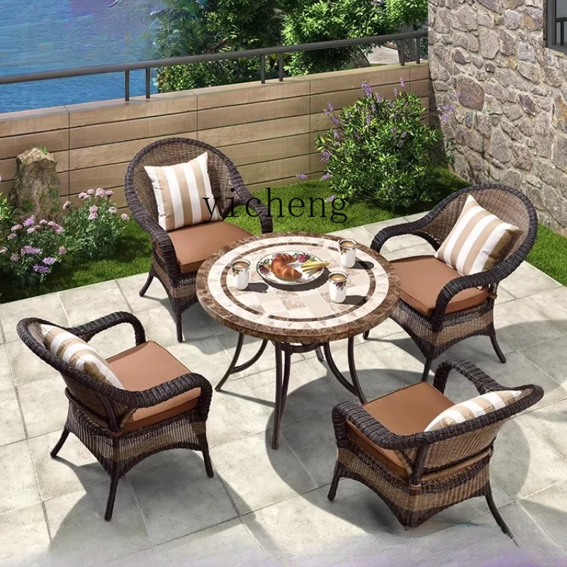 

TQH Courtyard Garden Table and Chair Leisure Seat Outdoor Terrace Villa Sun Room Back Chair Teng Chair