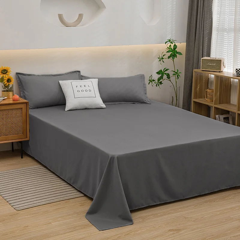 Solid Color Skin-Friendly Cotton One-Piece School Dormitory Sheets Household Double Linen Pillowcase Three-Piece Set