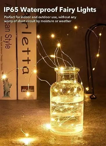 12 Pack LED Fairy Lights Battery Operated String Lights - 7ft 20LED Waterproof Silver Wire Firefly Starry Moon Lights for DIY Cr