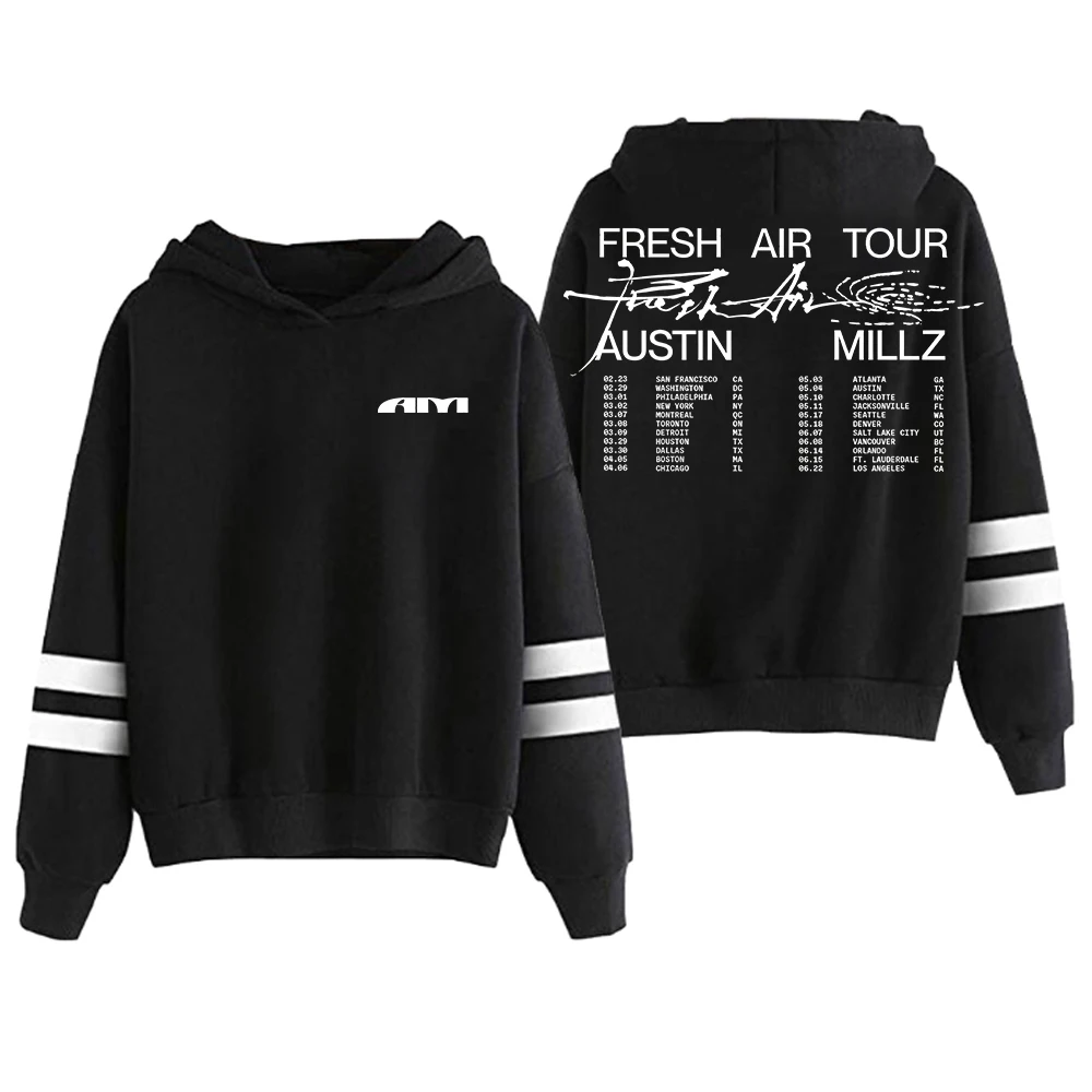 Austin Millz Fresh Air Hoodie Pocketless Parallel Bars Sleeve Streetwear Women Men Hooded Sweatshirt Fashion Clothes