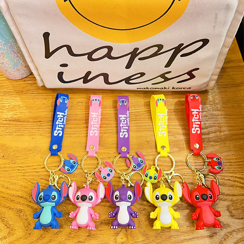 2024 New Purple Stitch Keychain Disney Stitch Figure Doll Keyring Bag Pendent Car Ornaments Key Accessories Kids Toy Xmas Gifts