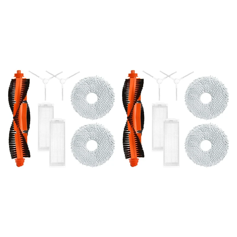 

T83C-2Set For Xiaomi Mijia Self-Cleaning Robot 2 C101 Roller Main Side Brush Hepa Filter Mop Cloths Spare Part Accessory