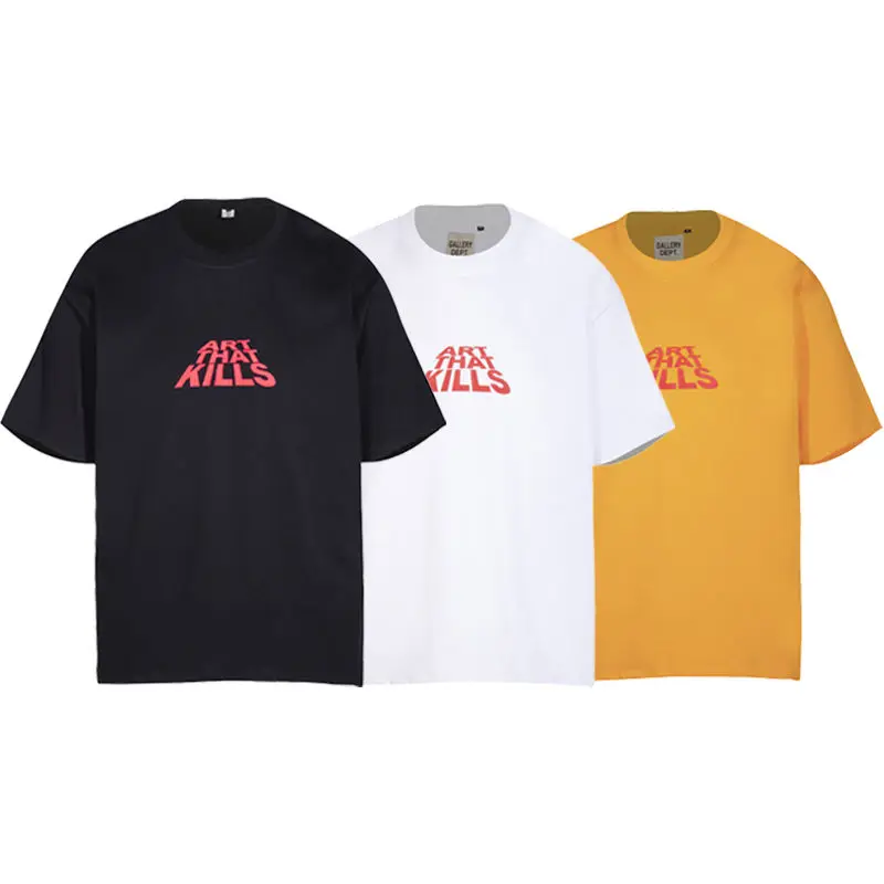 Meichao Gallery Dept New Alphabet ATK Slogan Double Yarn Casual Cotton Short Sleeve T-Shirt Men's and Women's Tee