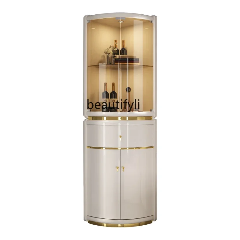 Y Living room cream wind corner wine cabinet light luxury high-end triangular corner locker glass display cabinet