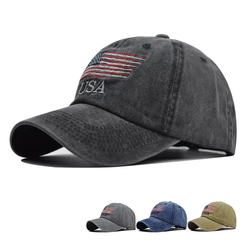 

Wholsale Fashion USA Flag Camouflage Baseball Cap For Men Women Snapback Hat Army American Flag Bone Trucker High Quality
