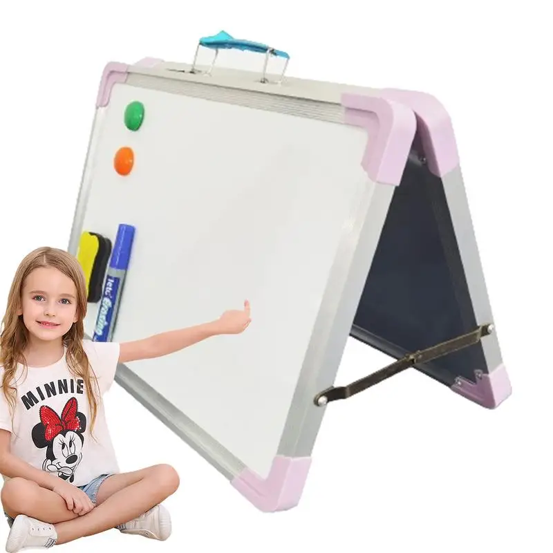 Dry Erase Board For Kids Foldable Desktop Magnet Board Double-Sided 16x12in Magnetic Dry Erase Board For Kids Writing Drawing