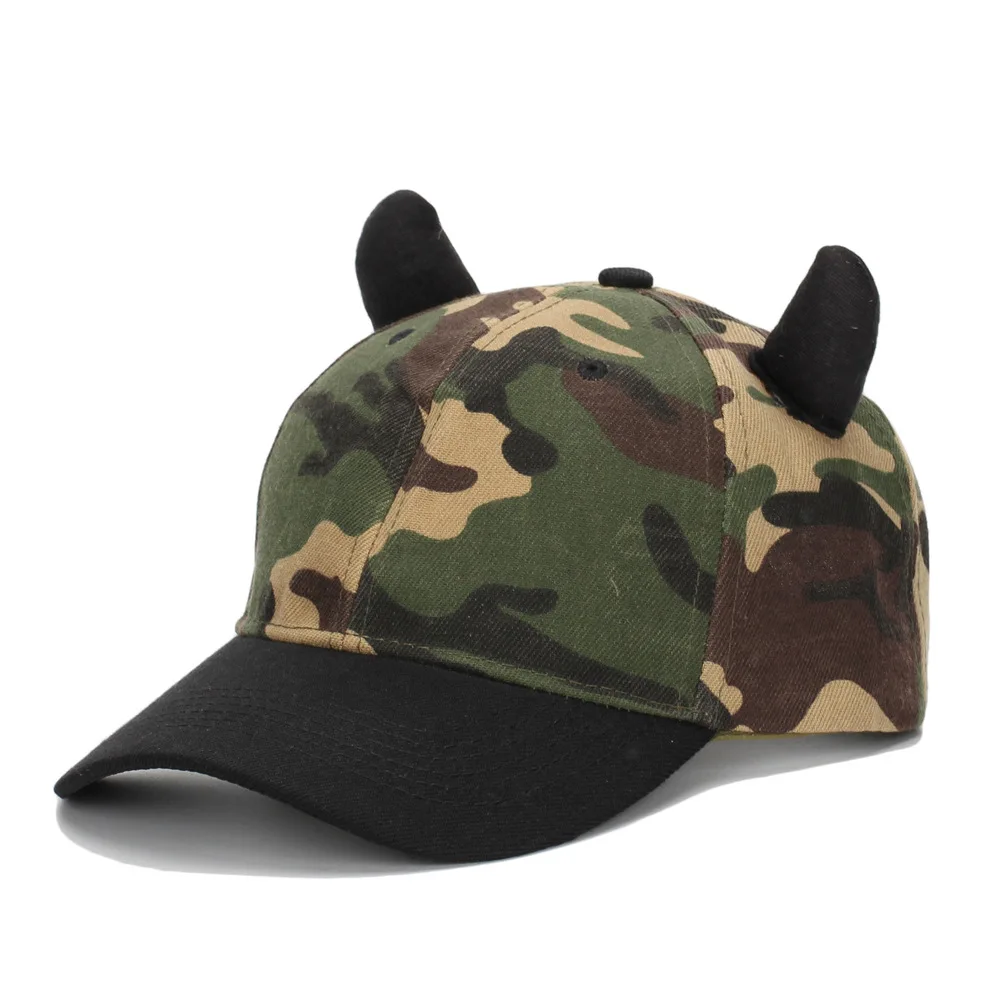 Casquette de Baseball avec Logo personnalisé, mode Camouflage corne de taureau, mignon chapeau visière Gorras os mâle, chapeaux en langue de canard réglables bon marché