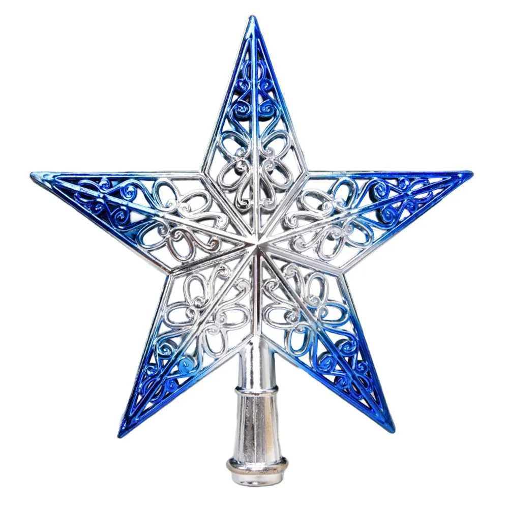 20CM Plastic Electroplated Hollow Three-Dimensional Christmas Tree Top Star Home Party Ornament Decor Decor 2024 Navidad