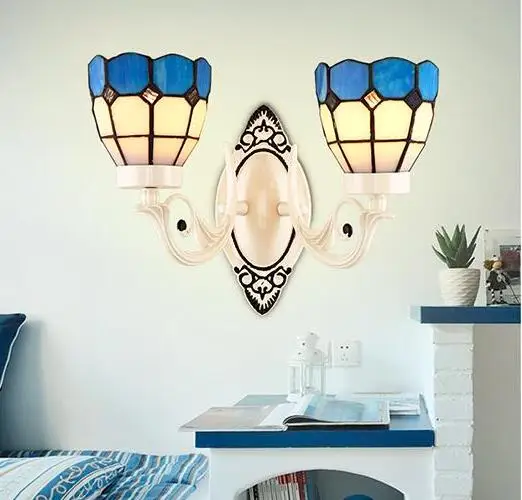 

Nordic Style Tiffany Stained Glass Single Head Double Head LED Wall Lamps Wall Lamps E27 AC 90-260V Lustre Light Wall Lighting