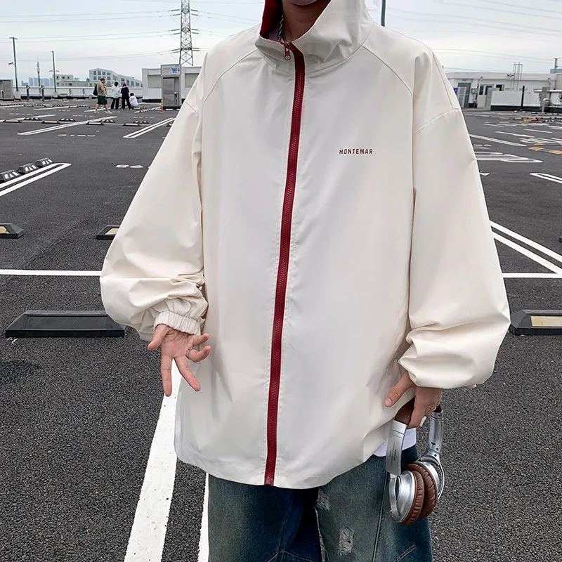 

Двусторонняя одежда, контрастный цвет, воротник-стойка, мужской тюнер, весенне-осенний уличный джат на молнии с отделкой подкладкой, модный пилотный тюнер