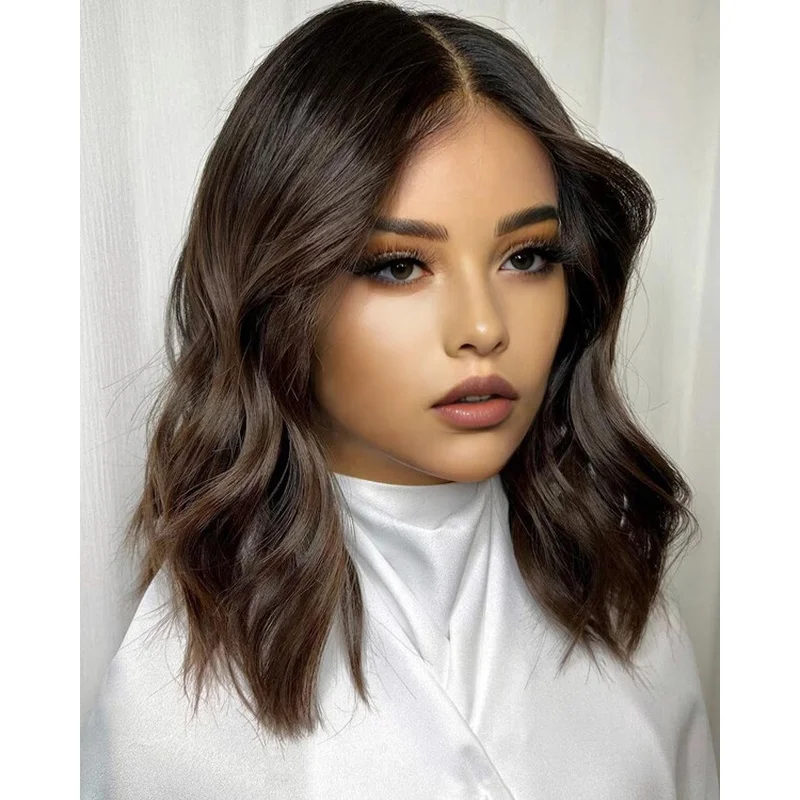 Medium Brown Body Wave Lace Front Hair Wigs Brazilian Ombre Brown Wave Wig