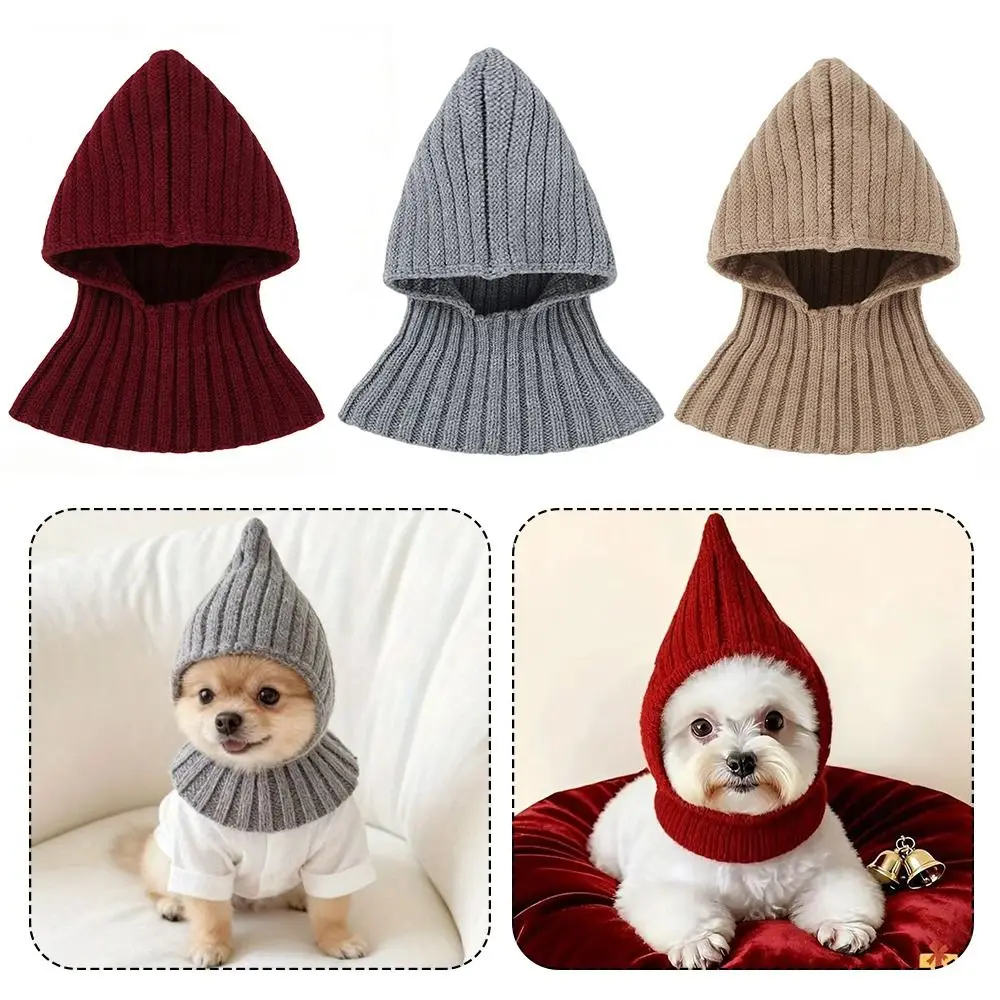 

Pet Fashion Solid Color Knitted Pet Hat Soft Material Knitted Design Pet Scarf Fashion Style Warm Fabric Dog Hat Christmas Gift