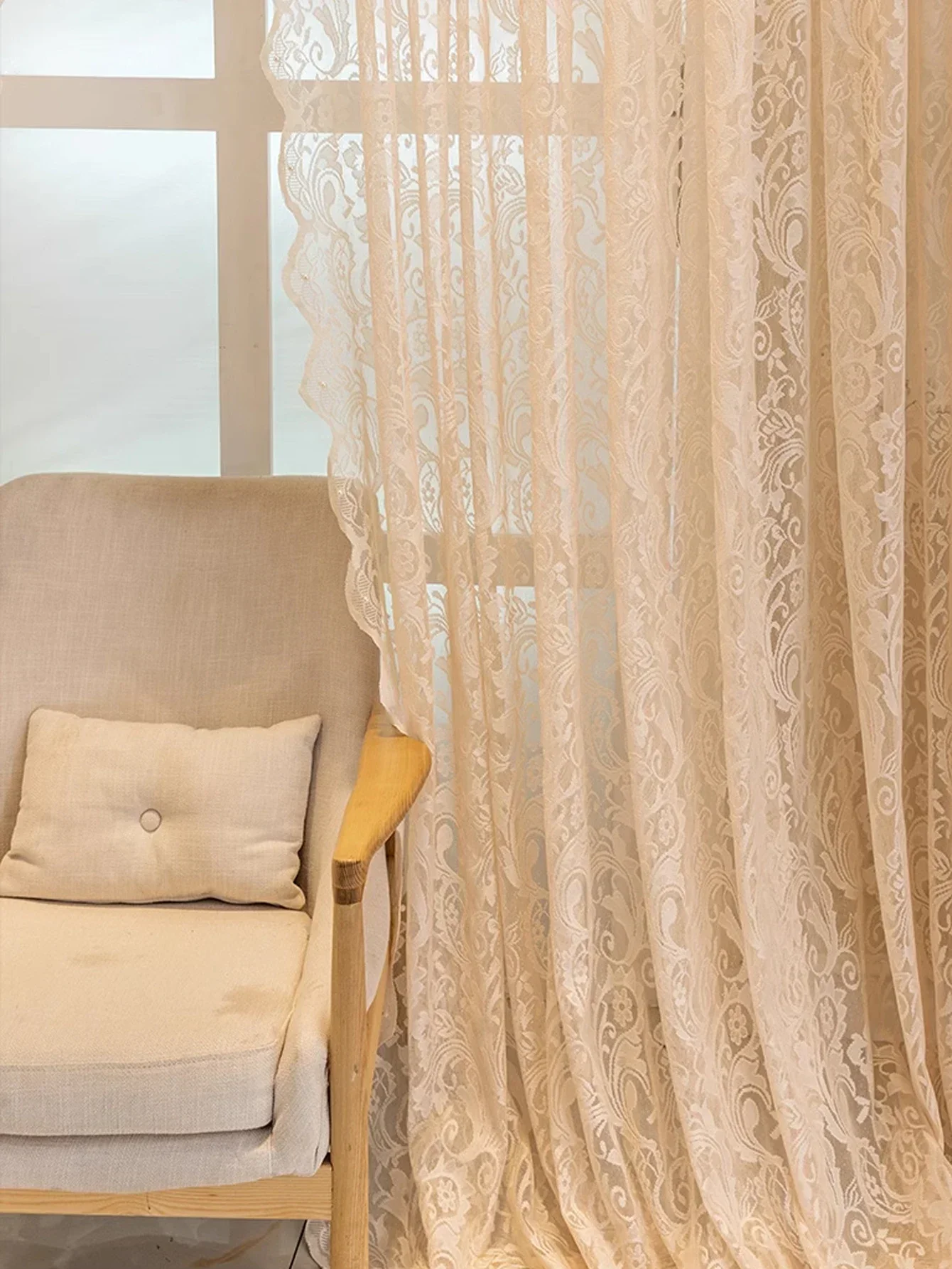 New Arrivals Living Room Screen Window Curtain 1PC Rural Romantic Shading Lace Bead Screen Curtain Bedroom