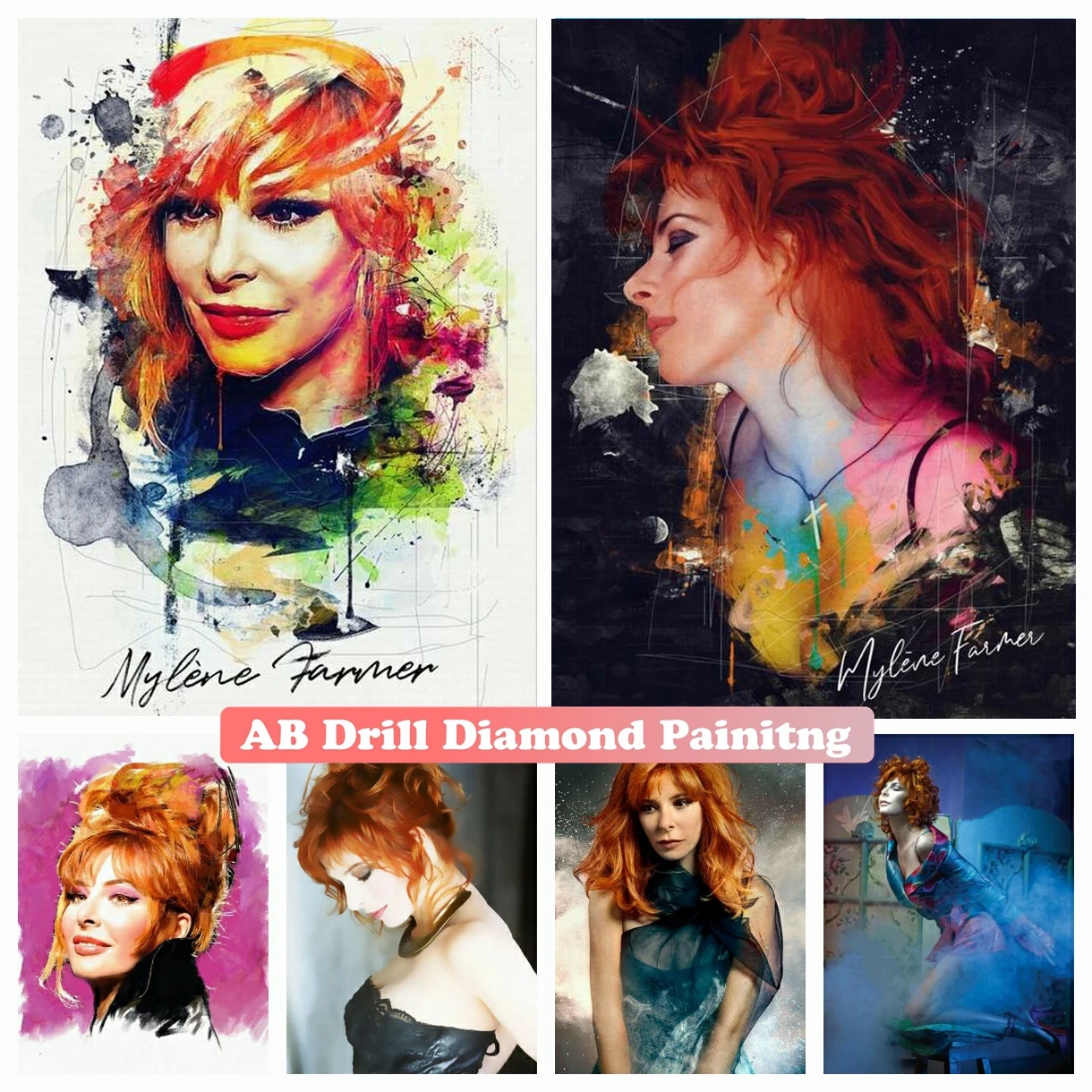 

Mylene Farmer 5D DIY AB Drills Diamond Painting Embroidery French Singer Cross Stitch Art Full Square Round Mosaic Home Decor