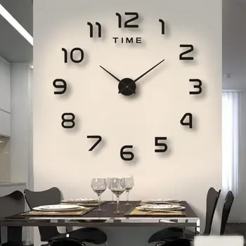 Velké 3D DIY nástěnné hodiny obří akrylové zrcadlové hodiny bezrámové velké horloge domácí dekorace do obývacího pokoje ložnice nástěnná dekorace 8 nejlepší prodej velké dekorativní nástěnné hodiny - №3