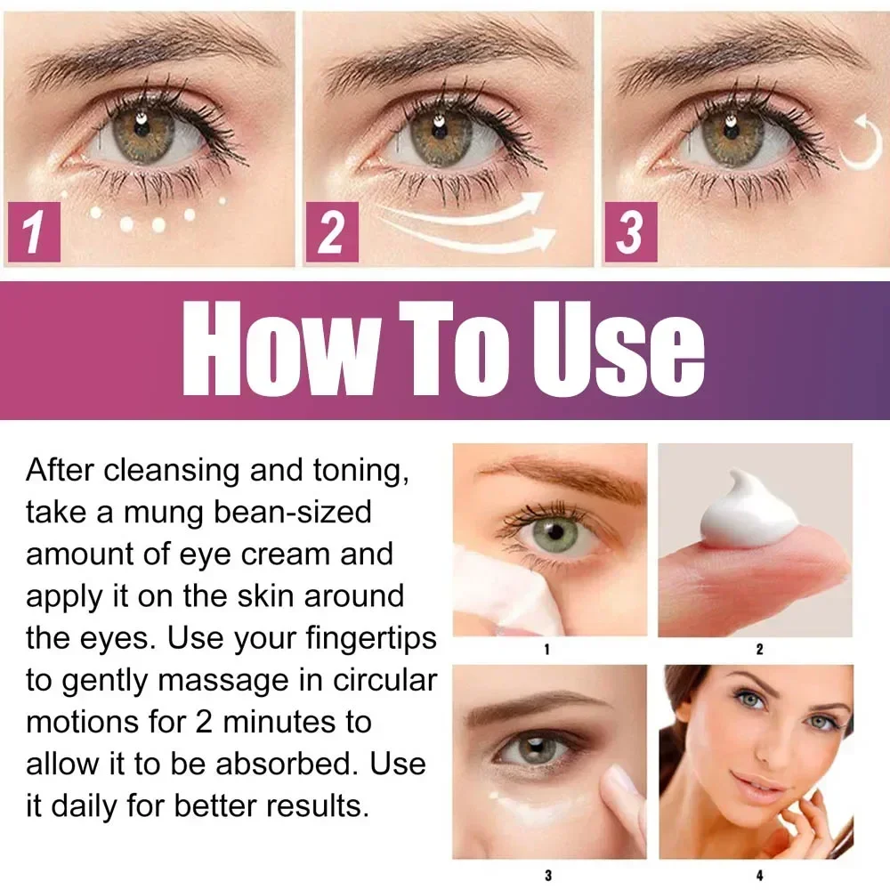 Crema reafirmante para los ojos, aclara las bolsas de los ojos, elimina las ojeras, elimina las ojeras, reduce las líneas finas, hidrata el cuidado de los ojos