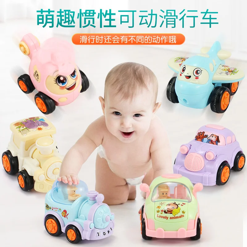 Baby toy car Children's inertia car 1-3 year old puzzle train airplane model combination set gift